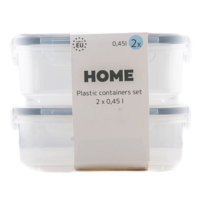 Grey Plastic Containers 0.45L (Pack of 2)
