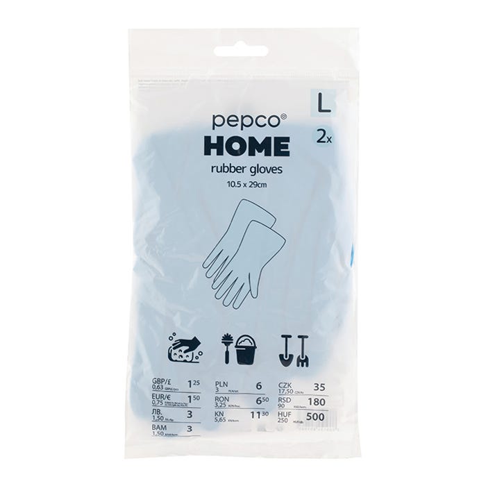 Rubber Gloves - Large (Pack of 2) 10.5 x 29cm