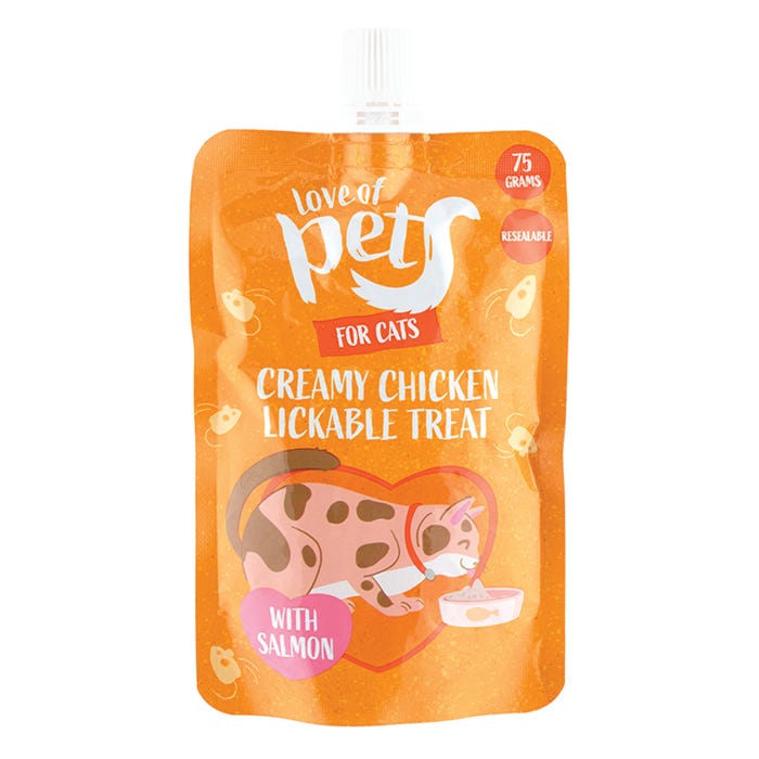 Creamy Chicken & Salmon Lickable Cat Treat, 75g