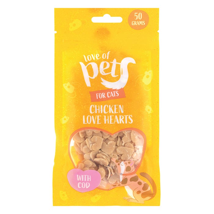 Chicken & Cod Love Heart Cat Treats, 50g