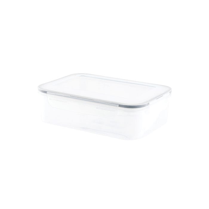 Rectangle Clip Plastic Container Clear with Dark Grey 2.4L