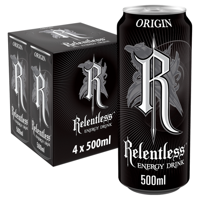 Relentless Origin Energy Drink, 500ml (Pack of 4)