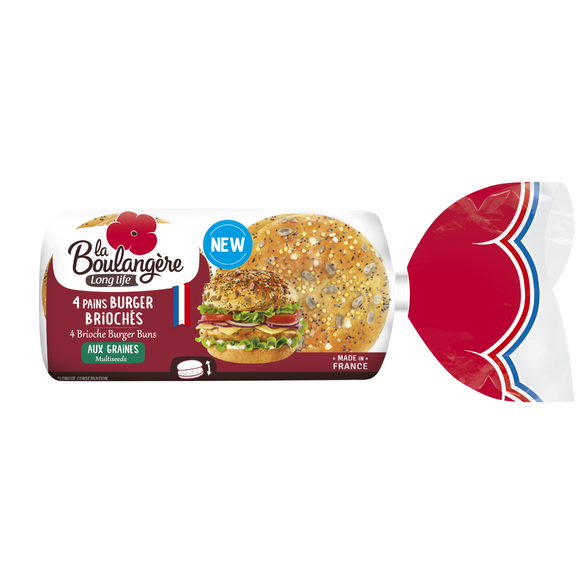 La Boulangere Long Life 4 Multi Seeded Brioche Burger Buns 250g